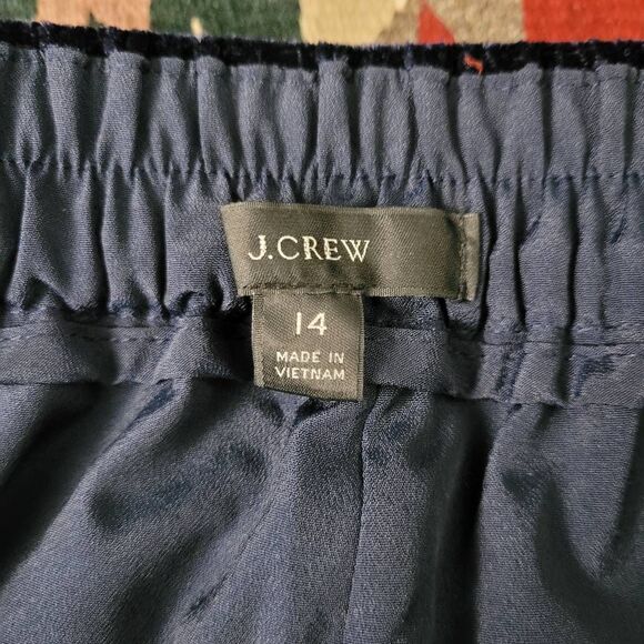 J Crew‎ Pull-On Velvet Peyton Pant Sz 14 Navy Blue Ankle Elastic Waist Career - Picture 6 of 10